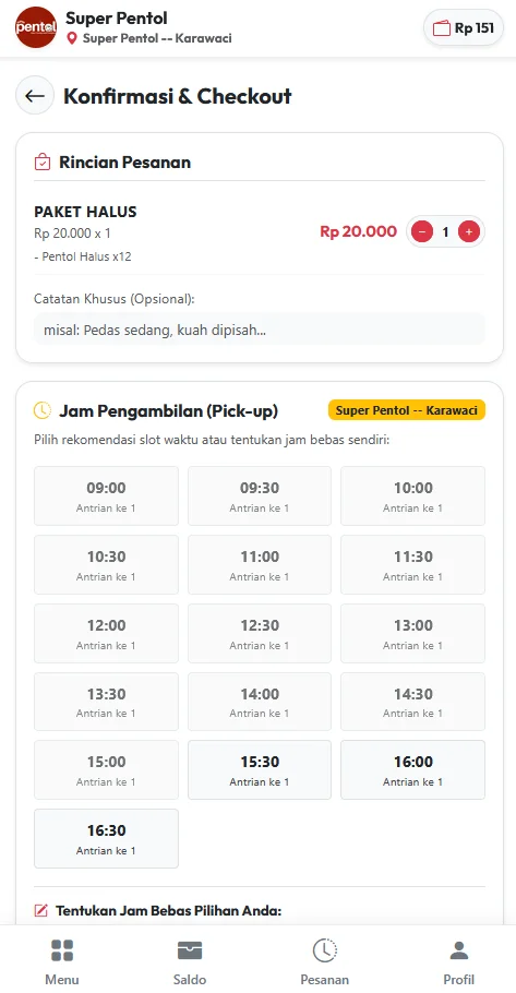 pilih jam pengambilan