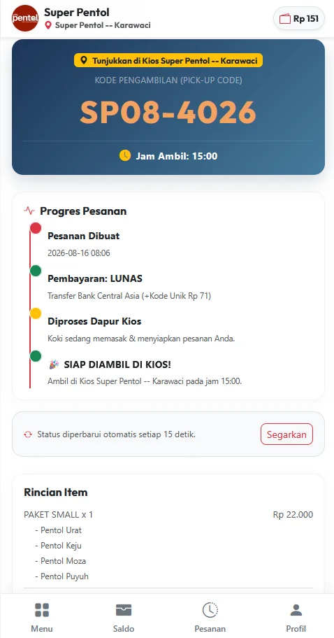 status pesanan